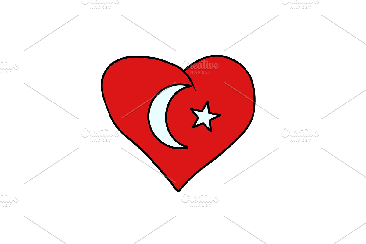 Turkey isolated heart flag on white background in Textures - product preview 8
