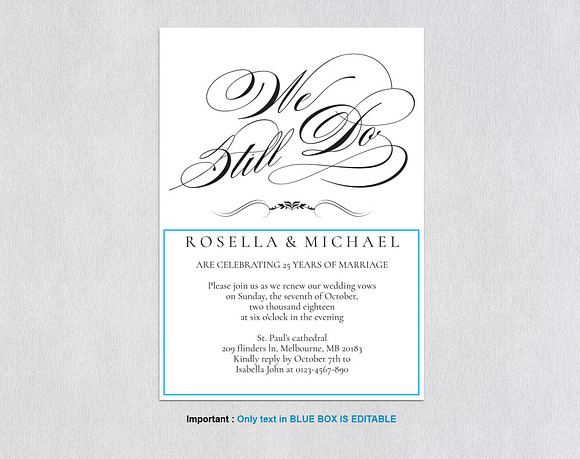 Vow Renewal Invitation SHR397 in Wedding Templates - product preview 3