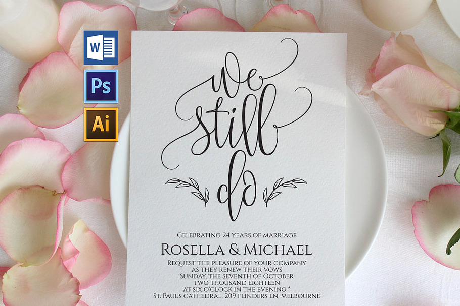 Vow Renewal Invitation SHR400 in Wedding Templates - product preview 8
