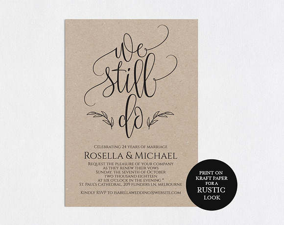 Vow Renewal Invitation SHR400 in Wedding Templates - product preview 1