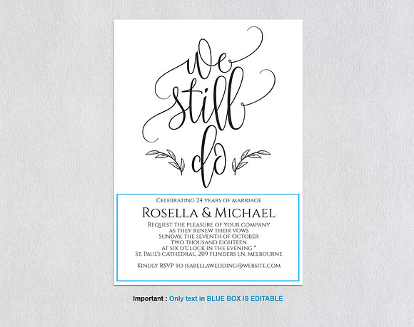 Vow Renewal Invitation SHR400 in Wedding Templates - product preview 3