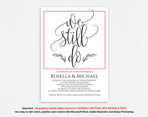 Vow Renewal Invitation SHR400 in Wedding Templates - product preview 4