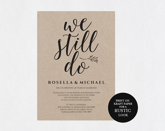 Vow Renewal Invitation SHR402 in Wedding Templates - product preview 1