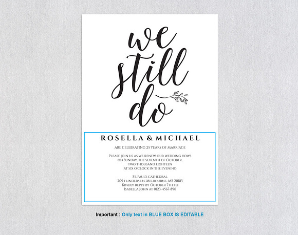 Vow Renewal Invitation SHR402 in Wedding Templates - product preview 3
