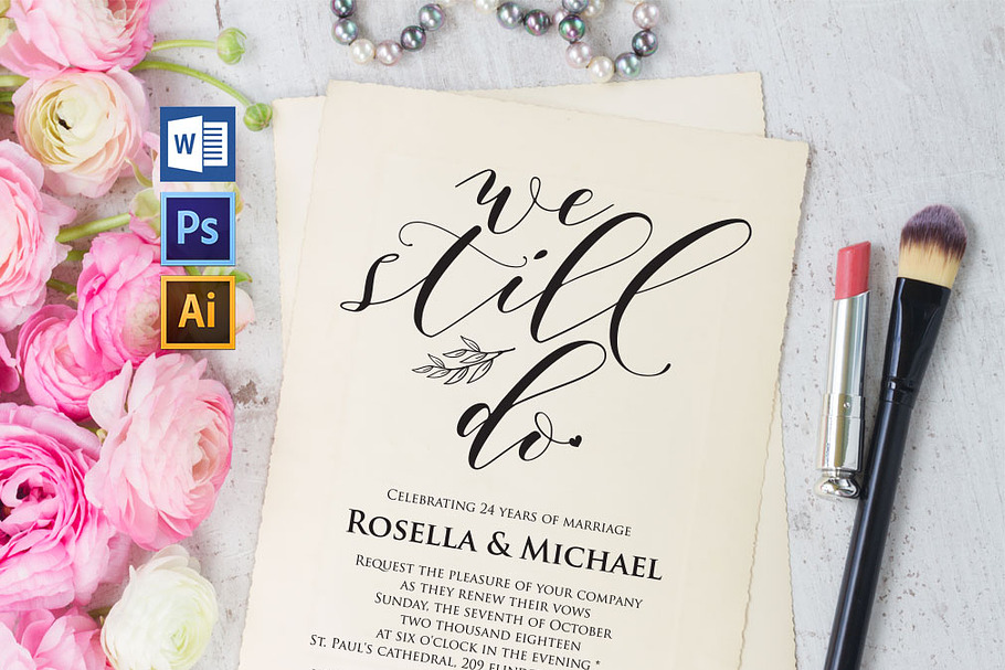 Vow Renewal Invitation SHR403 in Wedding Templates - product preview 8