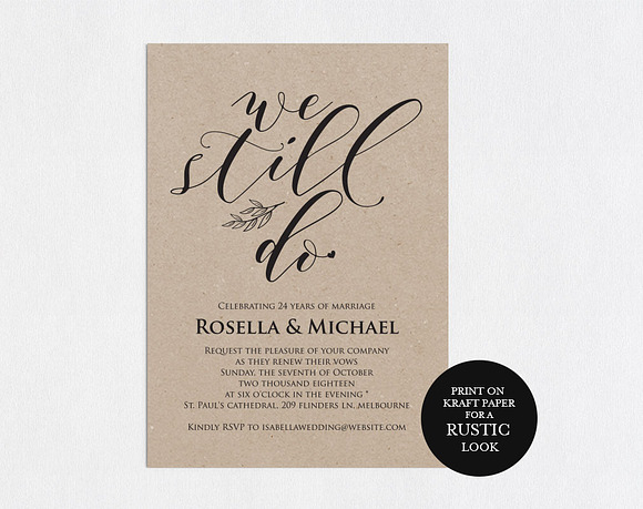 Vow Renewal Invitation SHR403 in Wedding Templates - product preview 1