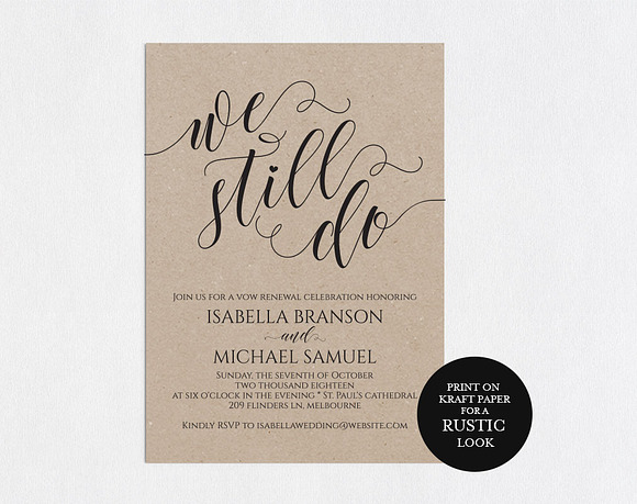 Vow Renewal Invitation SHR404 in Wedding Templates - product preview 1