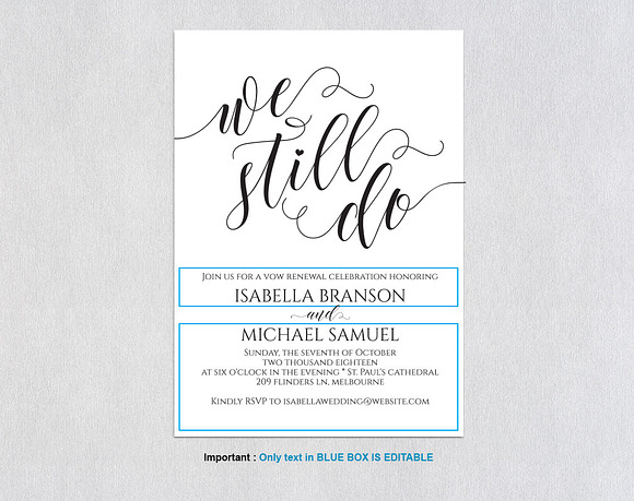 Vow Renewal Invitation SHR404 in Wedding Templates - product preview 3