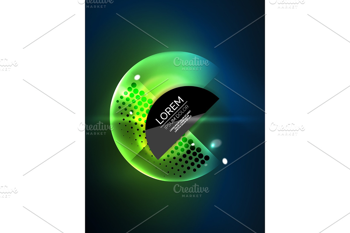 Round shapes, neon glowing trasparent elements. Vector abstract background in Textures - product preview 8