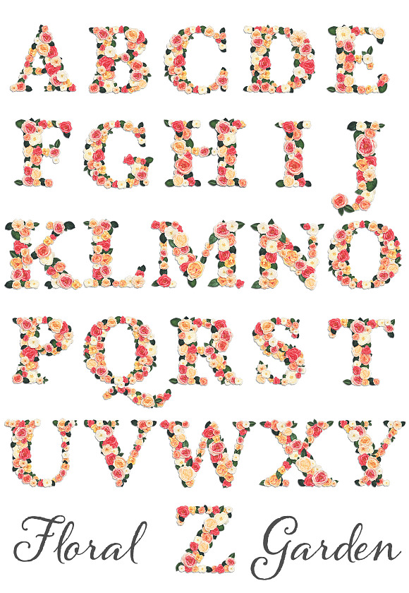 Floral Garden Alphabet Initials in Objects - product preview 1