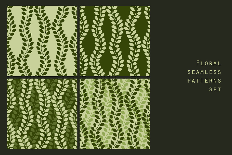 Green leaves seamless patterns set in Patterns - product preview 8
