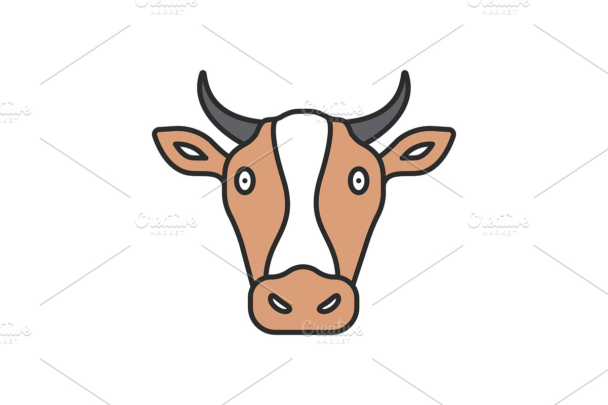 Cow head color icon in Graphics - product preview 8