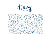 Vector sketched dairy products illustration