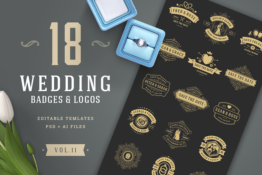 18 Wedding Logos and Badges in Logo Templates - product preview 8