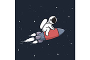Baby astronaut flying on rocket