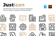 260 Business Line Icons Collection