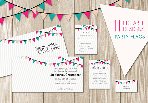 Party Flags Wedding Suite in Wedding Templates - product preview 1