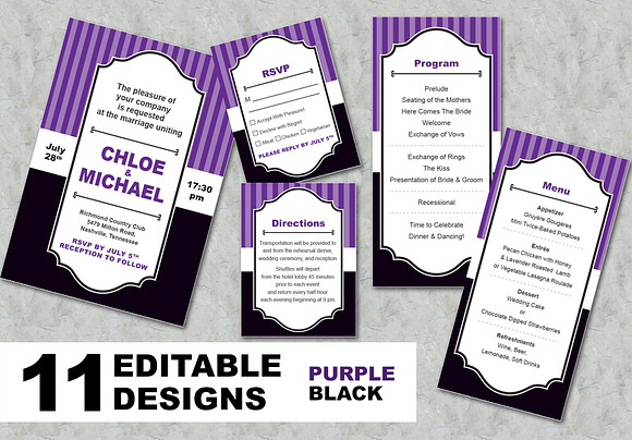 Purple Black Wedding Suite in Wedding Templates - product preview 1
