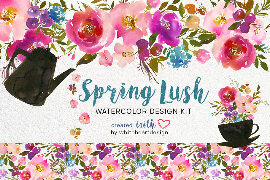 Spring Lush Watercolor Flowers PNG