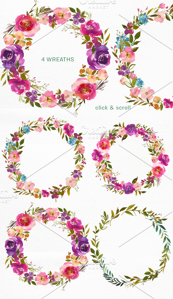 Spring Lush Watercolor Flowers PNG in Illustrations - product preview 2