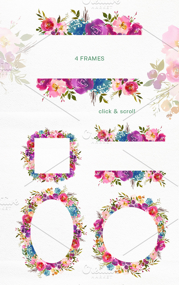 Spring Lush Watercolor Flowers PNG in Illustrations - product preview 4