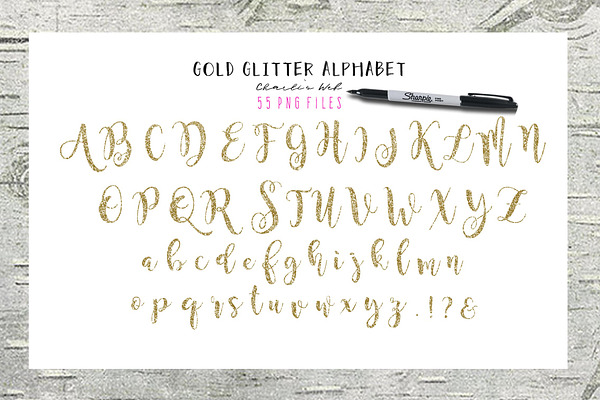 Gold Glitter Alphabet Clipart