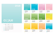 12 Months Calendar 2018 Pastel Сolor