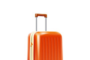 Orange travel plastic suitcase