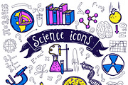 Science symbols doodle sketch