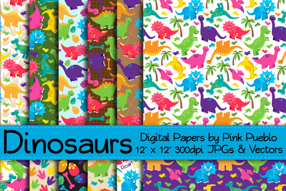 Cute Dinosaur Patterns and Papers
