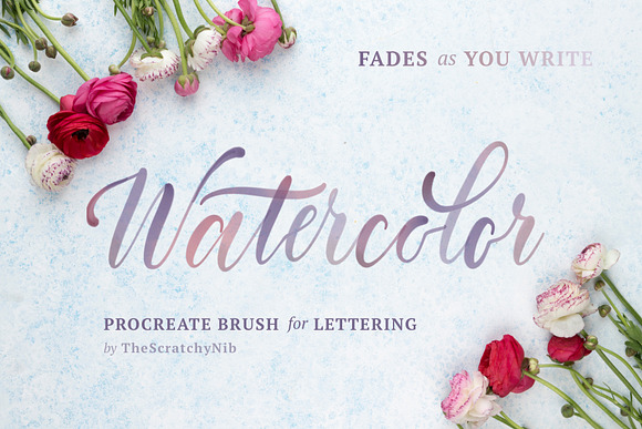 Watercolor Procreate Lettering Brush in Photoshop Brushes - product preview 5