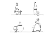 Set bottle and glass isolated