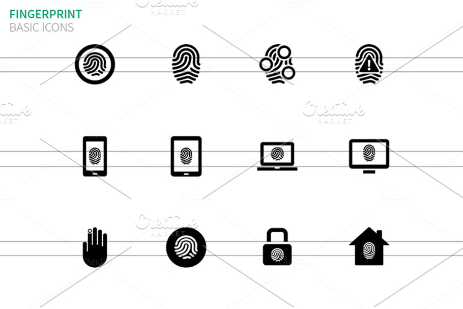 Fingerprint icons on white in Graphics - product preview 8