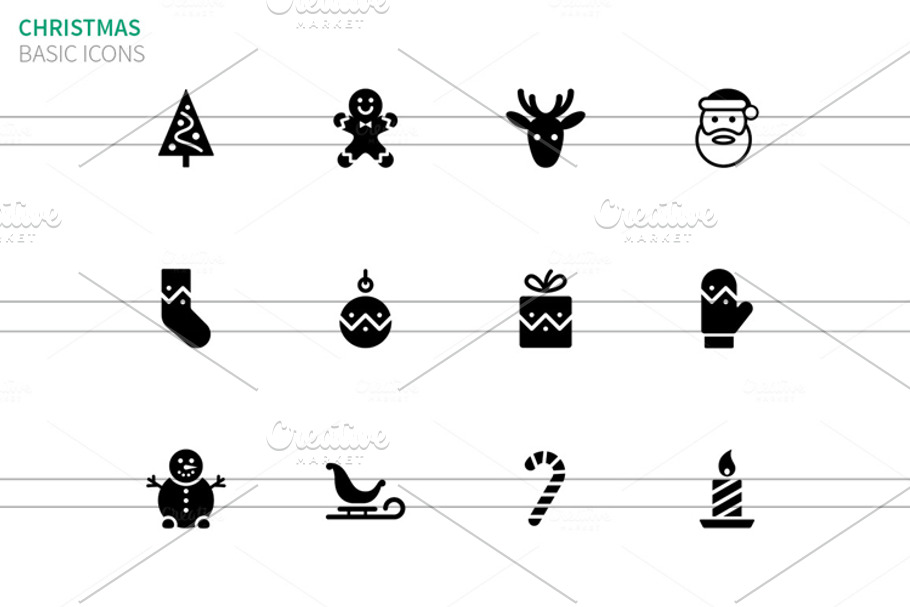 Christmas icons on white in Graphics - product preview 8