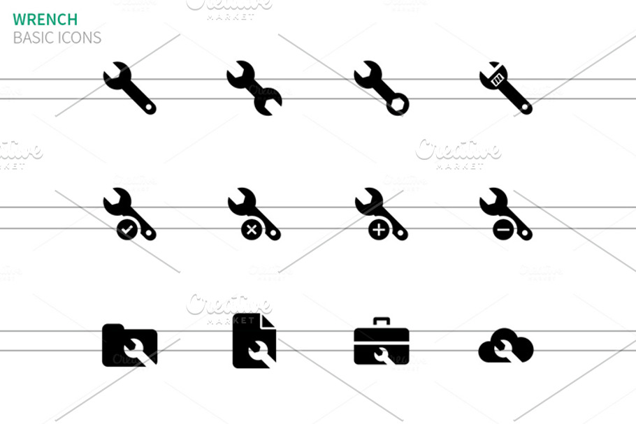 Repair Wrench icons on white in Graphics - product preview 8