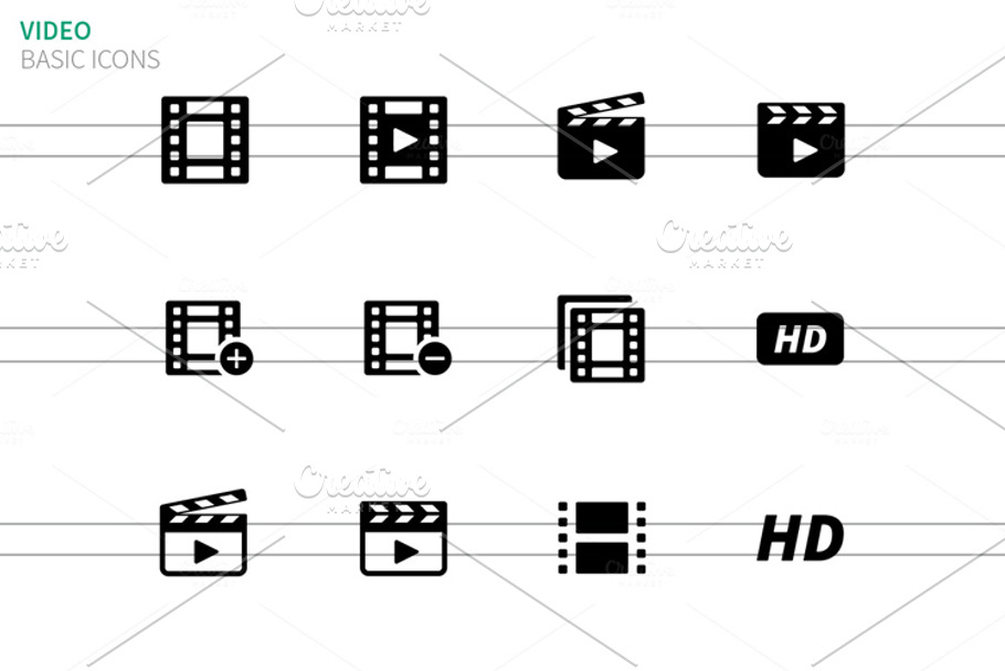 Video icons on white in Graphics - product preview 8