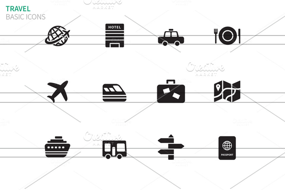 Travel icons on white in Graphics - product preview 8