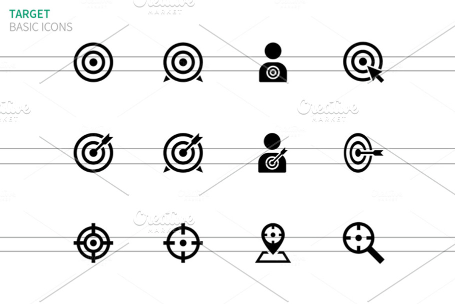 Target icons on white in Graphics - product preview 8