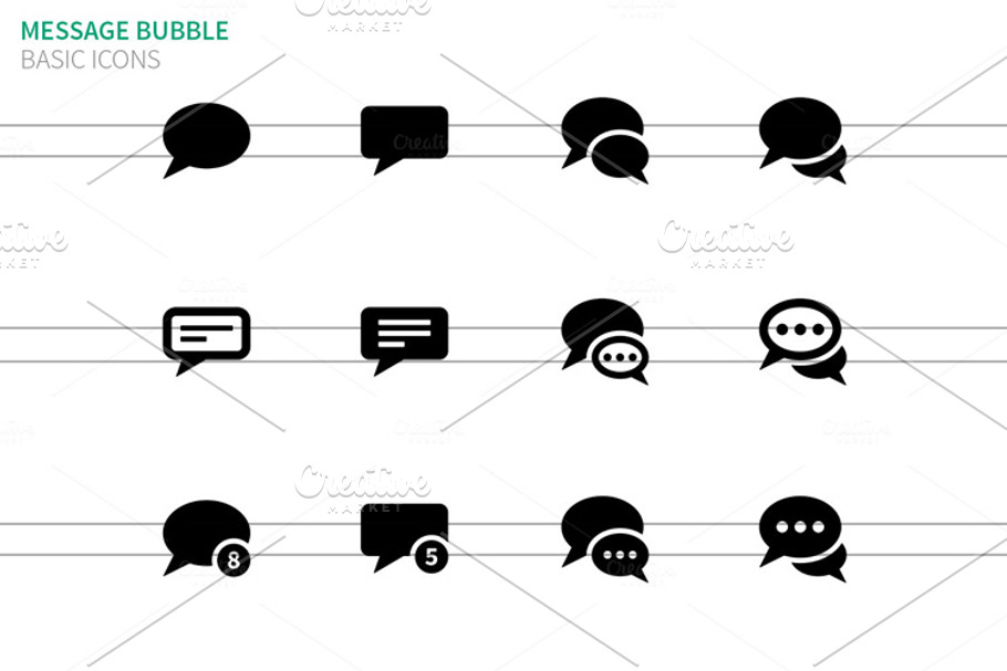 Message bubble icons on white in Text Message Icons - product preview 8
