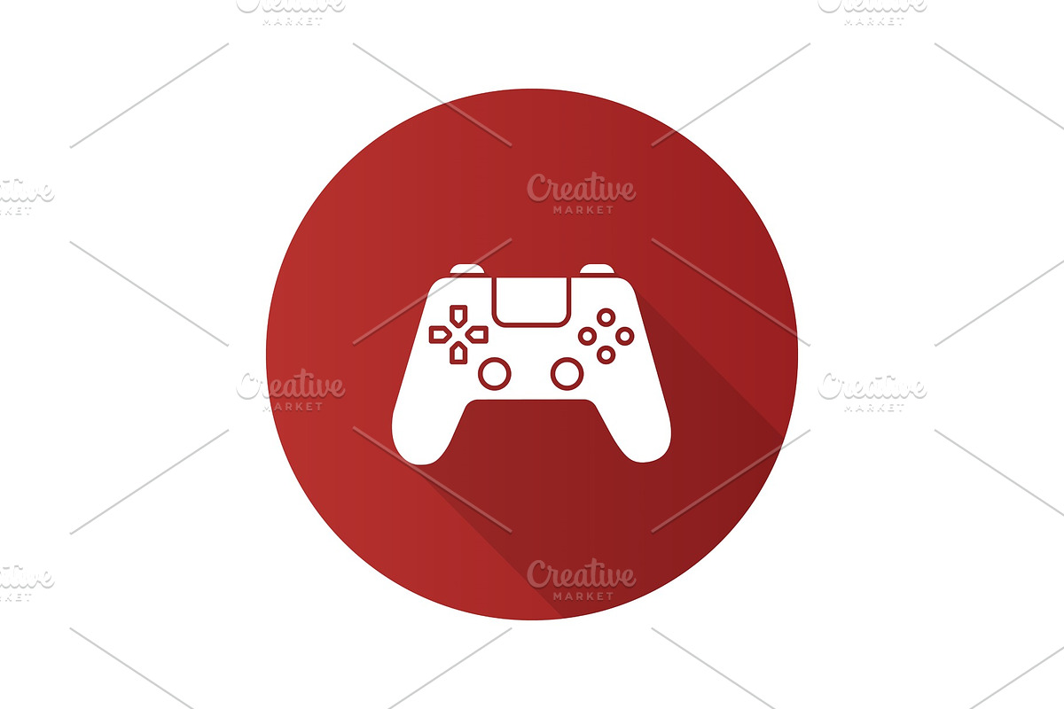 Gamepad flat design long shadow glyph icon in Graphics - product preview 8