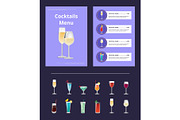 Cocktail Menu Advertisement Poster Champagne Glass