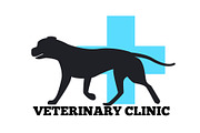 Veterinary Clinic Dog Black Silhouette Blue Cross
