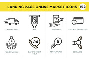 Flat line design concept icons for online shopping, website banner and landing page