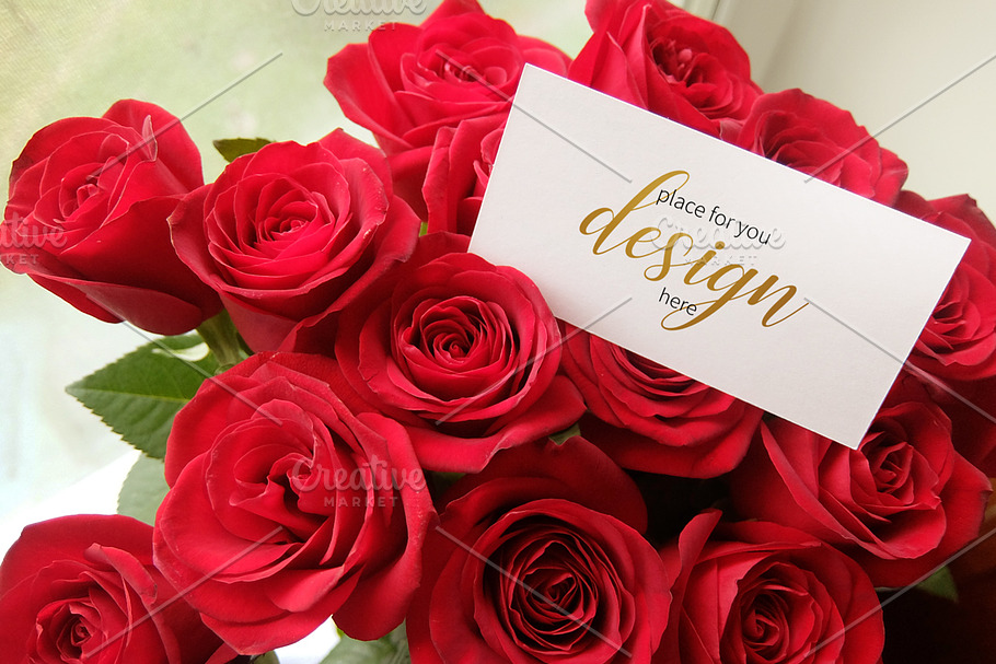 Roses&Card. Mockup PSD. in Print Mockups - product preview 8