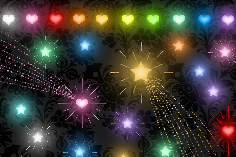 Glowing Stars and Hearts Clipart