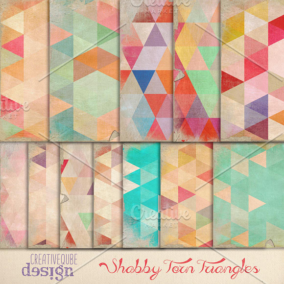 Shabby Worn Triangle Digital Papers in Patterns - product preview 1