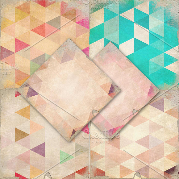 Shabby Worn Triangle Digital Papers in Patterns - product preview 2