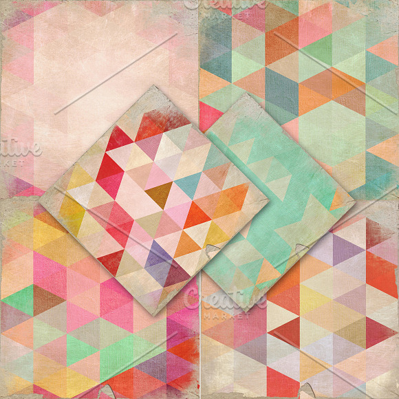 Shabby Worn Triangle Digital Papers in Patterns - product preview 3