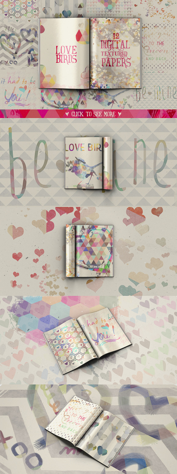 Textured Valentines Digital Papers in Patterns - product preview 4