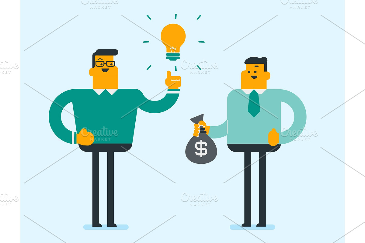 Caucasian businessman exchanging idea for money. in Illustrations - product preview 8